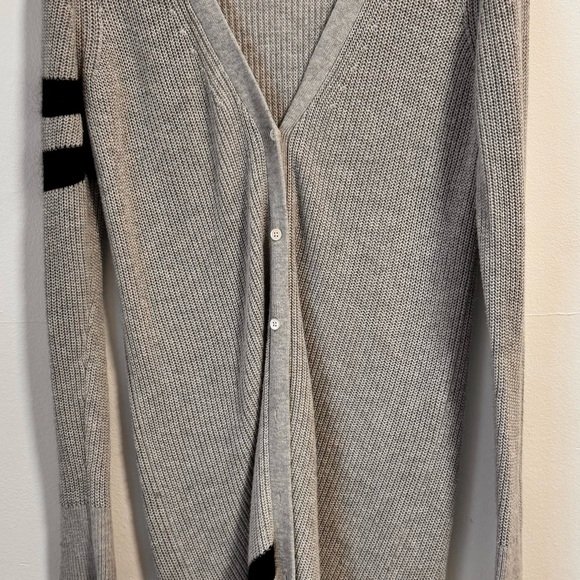 Banana Republic Sweaters - Banana Republic grey and black stripe knee length cardigan